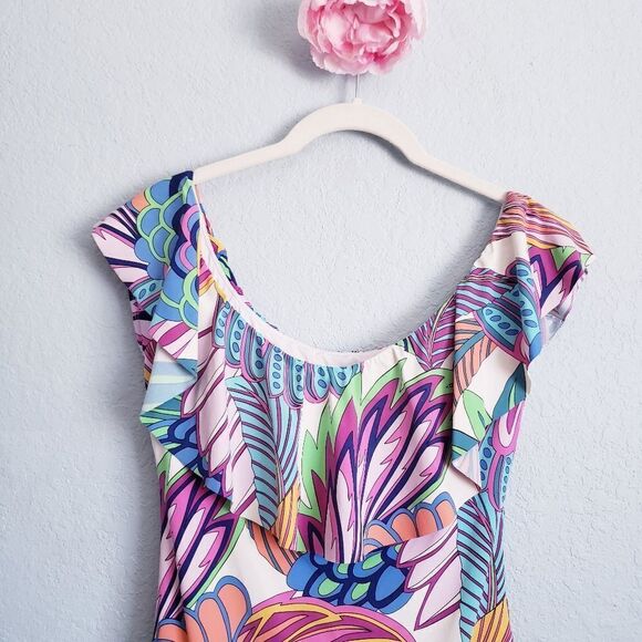 Trina Turk Paradise Plum Off Shoulder One Piece Swimsuit - Picture 4 of 6